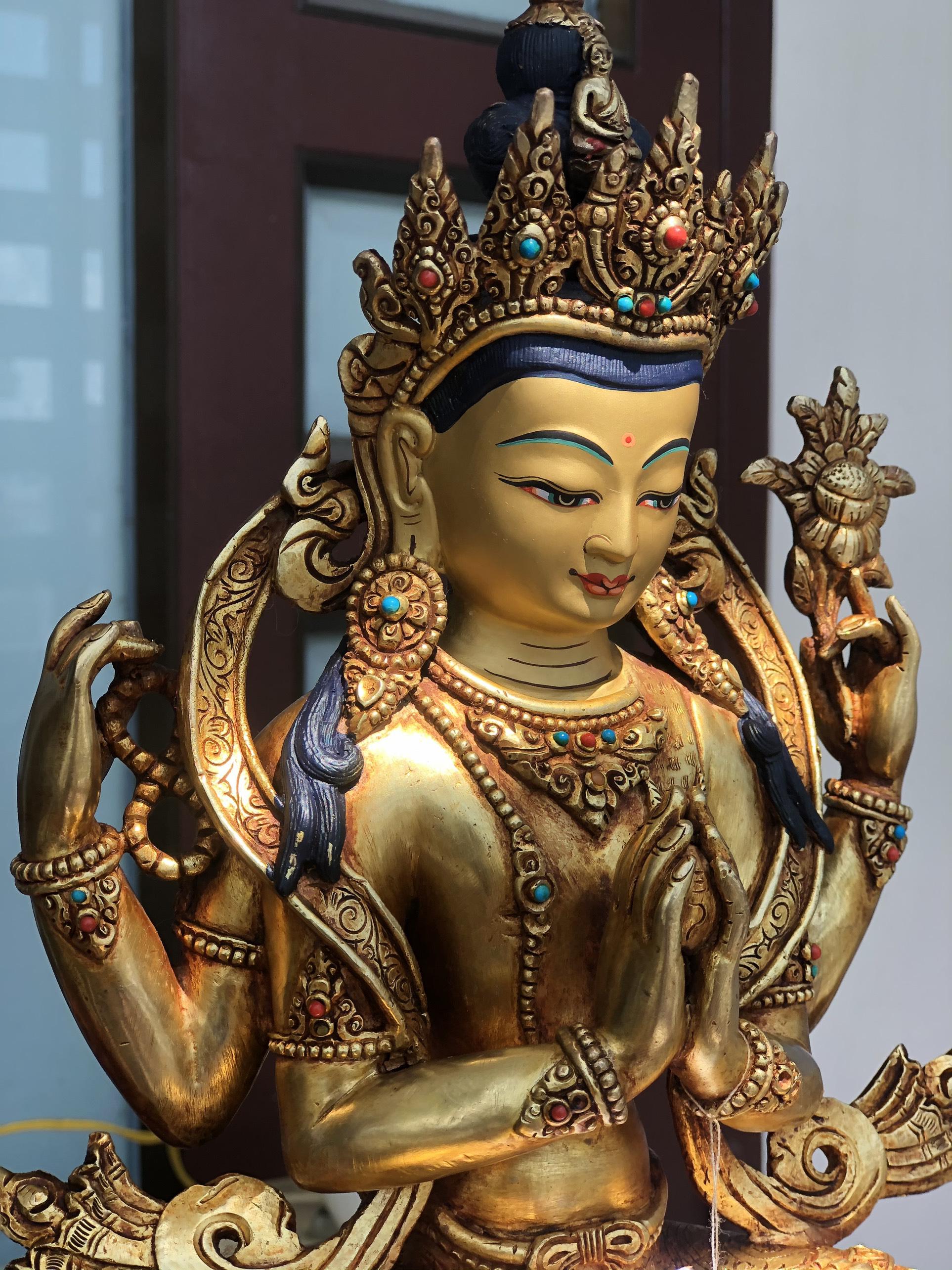 TÔN TƯỢNG QUAN ÂM TỨ THỦ 33CM