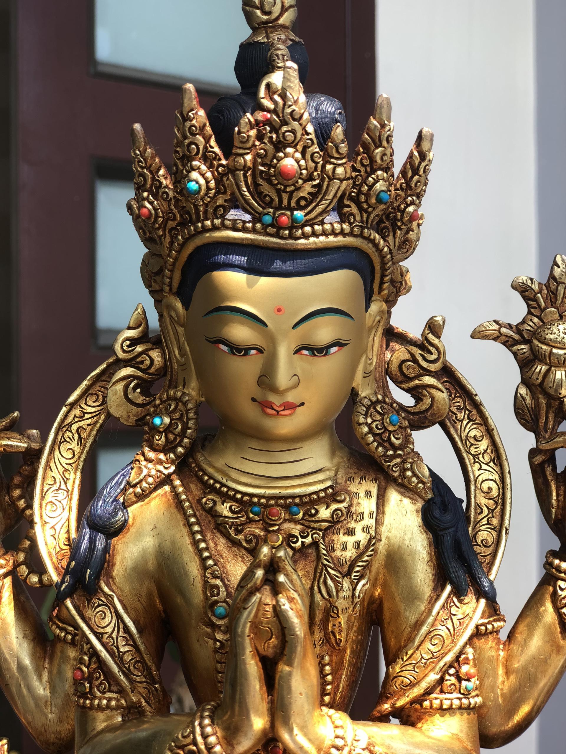TÔN TƯỢNG QUAN ÂM TỨ THỦ 33CM