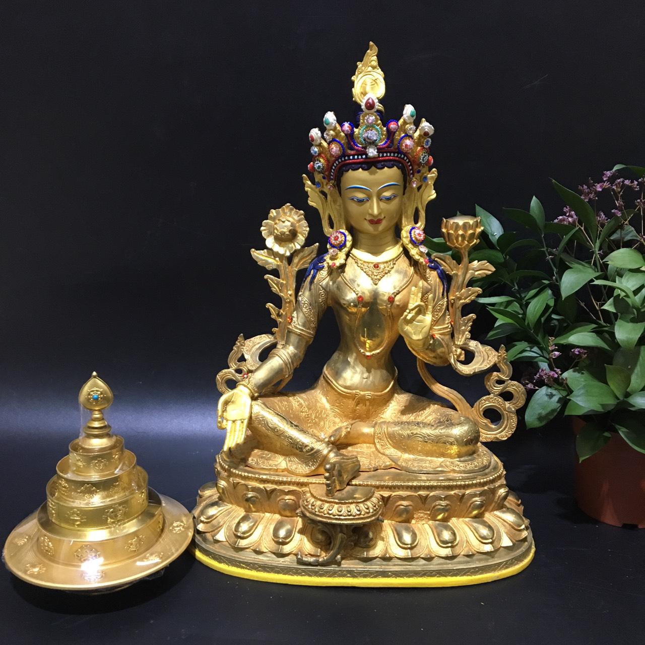 TÔN TƯỢNG TARA XANH TÂY TẠNG / GREEN TARA 45CM