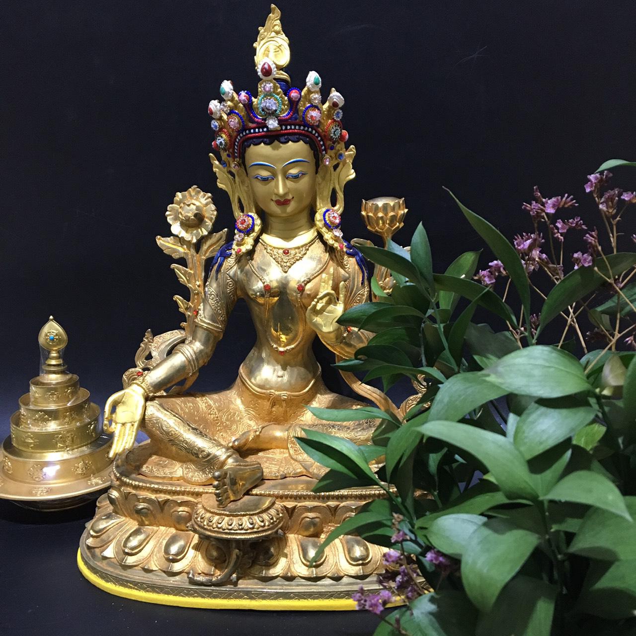 TÔN TƯỢNG TARA XANH TÂY TẠNG / GREEN TARA 45CM