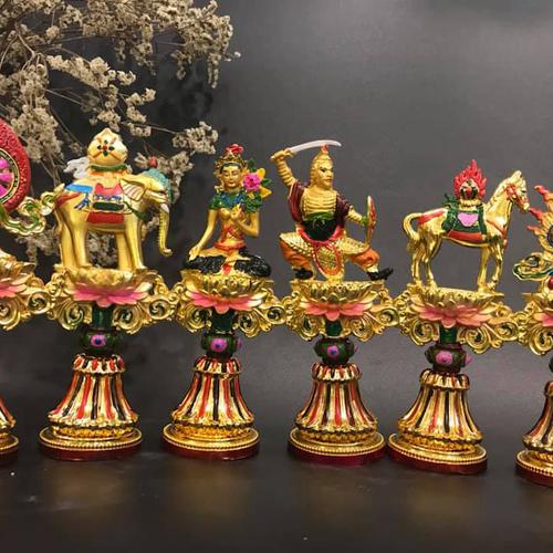 BỘ THẤT BẢO LUÂN VƯƠNG HỢP KIM VẼ MÀU 17CM