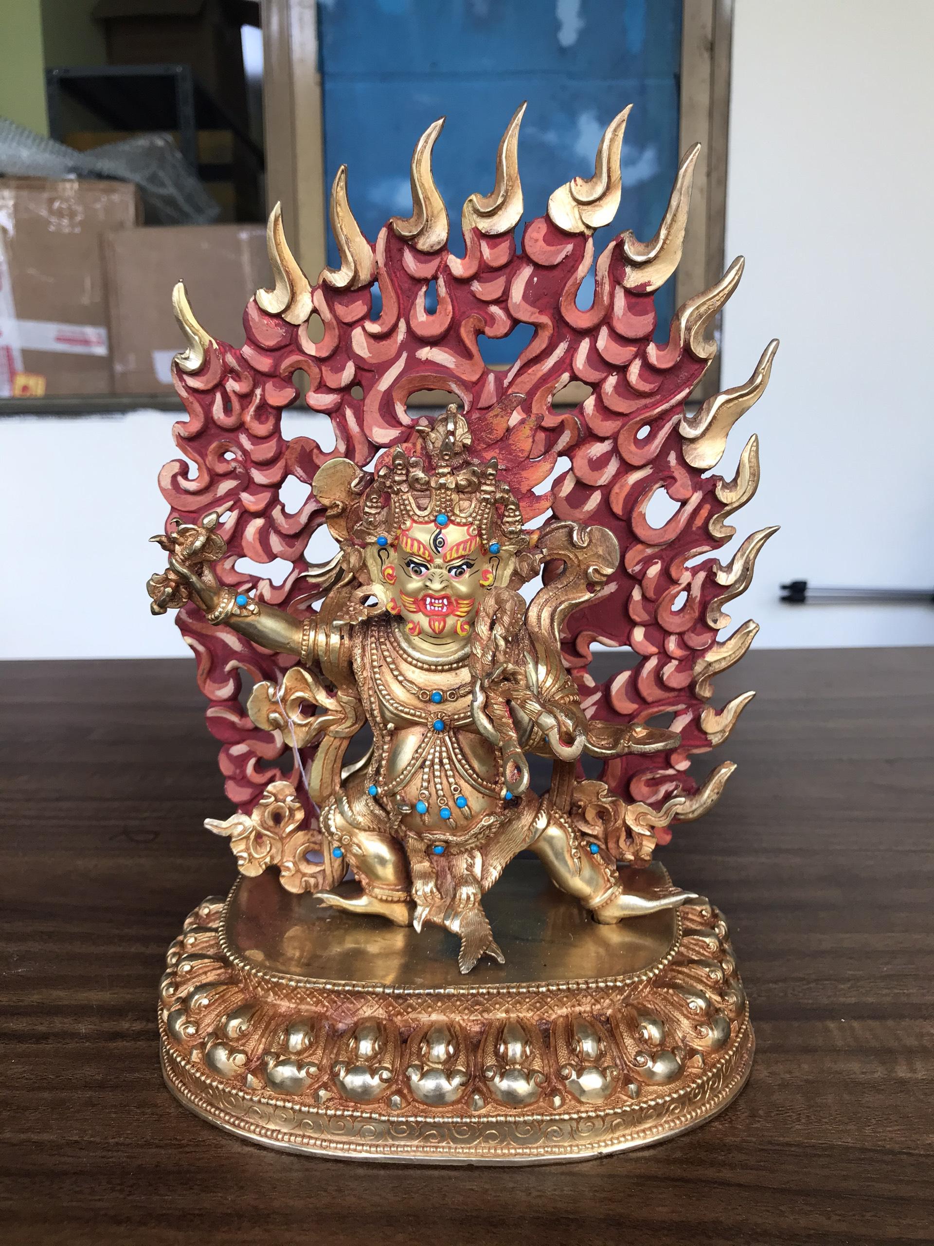 TÔN TƯỢNG ĐỨC KIM CƯƠNG THỦ -ĐỒNG MẠ VÀNG 24CM