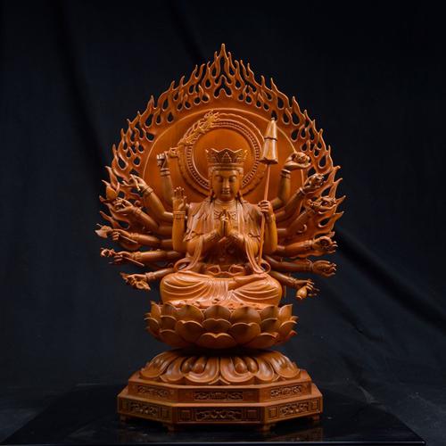 TÔN TƯỢNG ĐỨC CHUẨN ĐỀ PHẬT MẪU GỖ XÁ XỊ 48CM