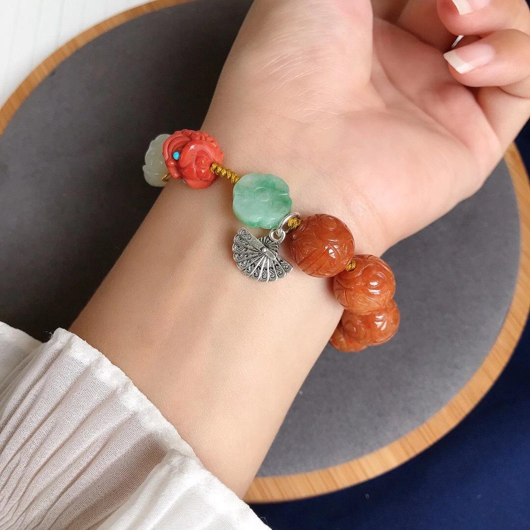 VÒNG TAY NAM HỒNG MIX ĐÁ QUÝ