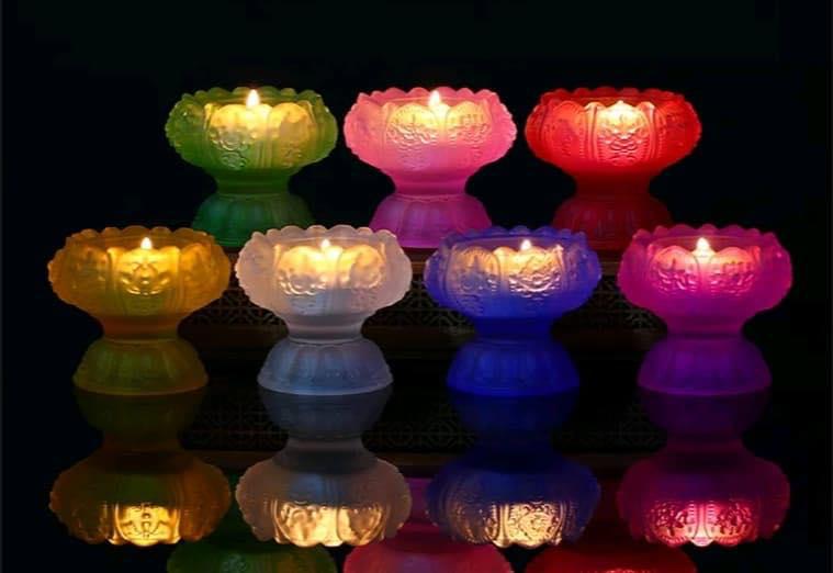 BỘ 7 CHÂN ĐÈN LƯU LY 7 MÀU