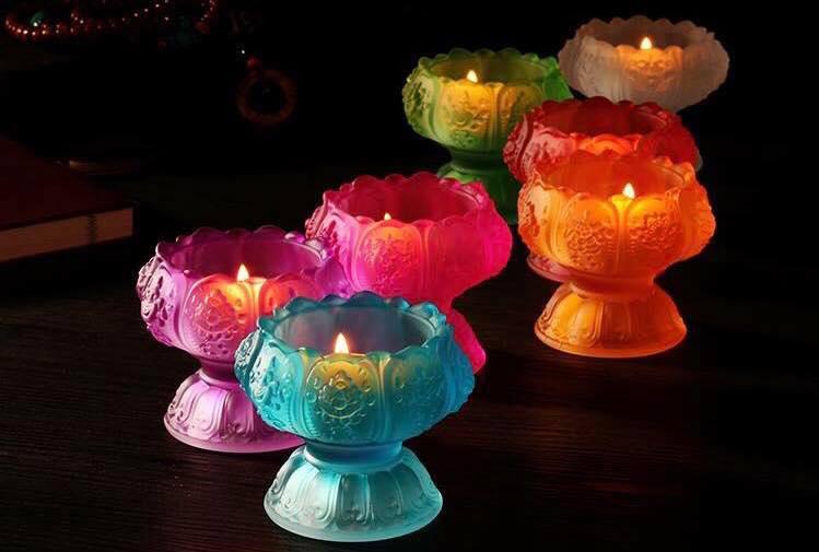 BỘ 7 CHÂN ĐÈN LƯU LY 7 MÀU