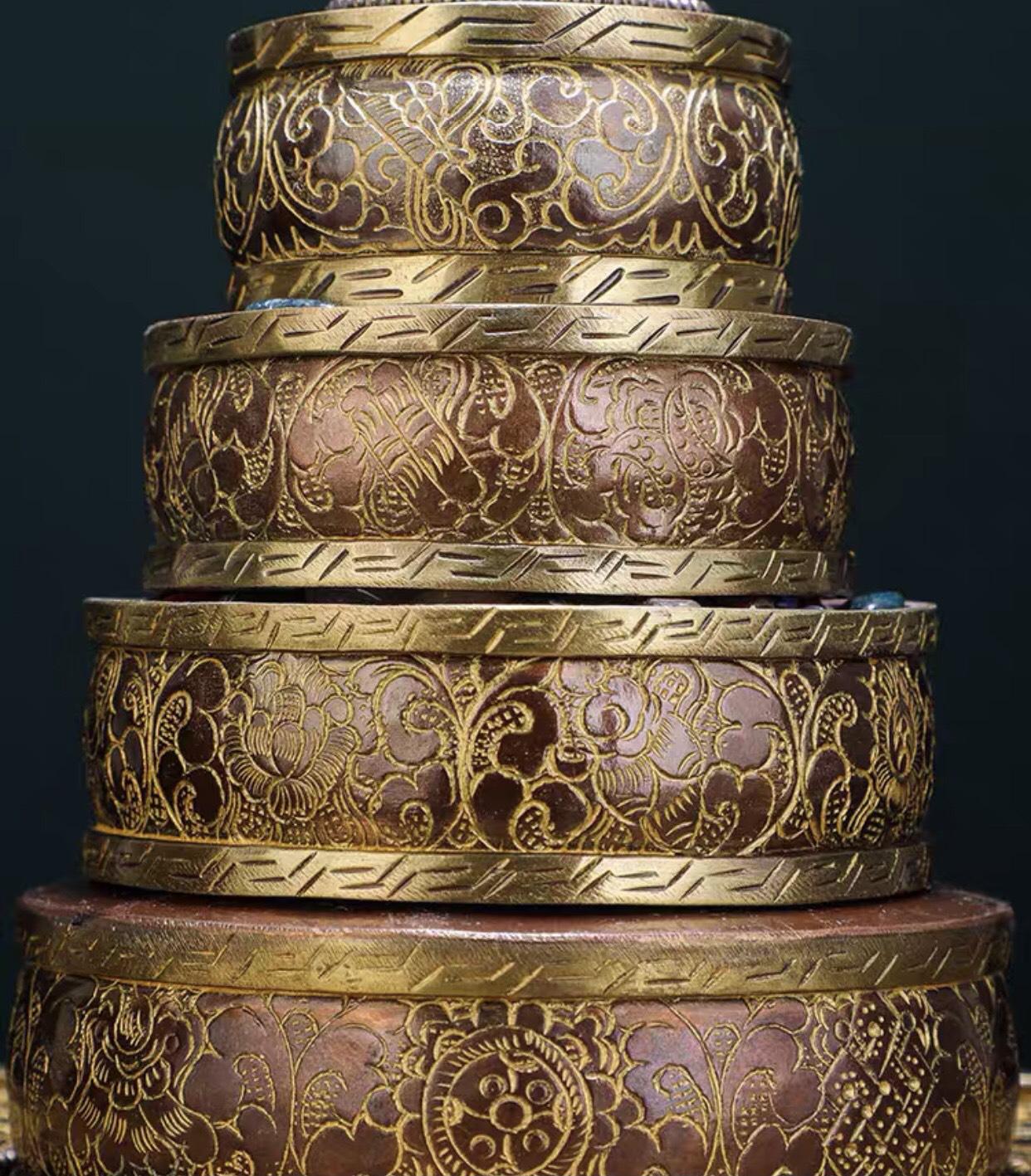 THÁP MANDALA ĐỒNG NÂU ( 24CM&29CM)