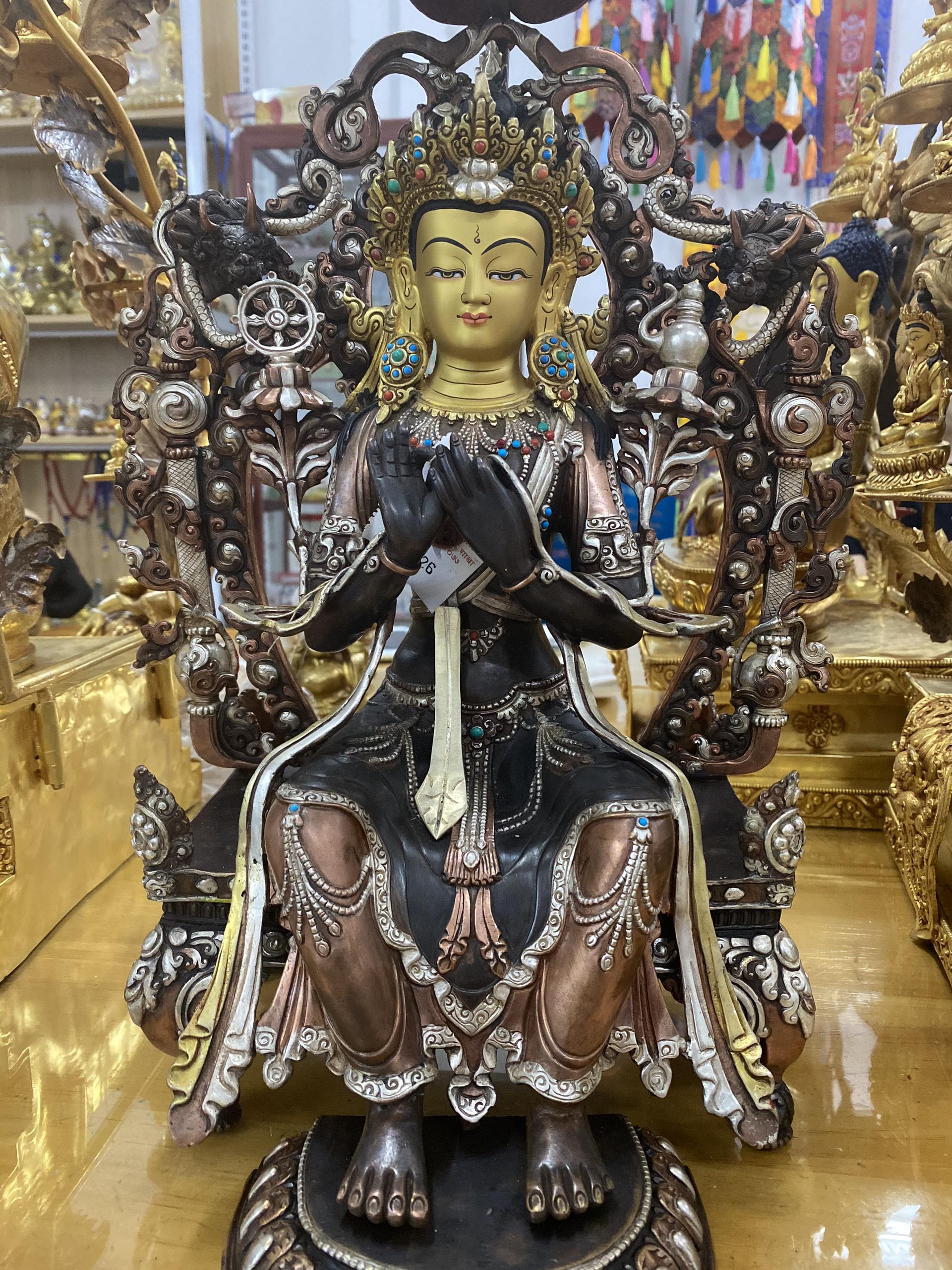 TÔN TƯỢNG PHẬT DI LẶC NEPAL 43CM