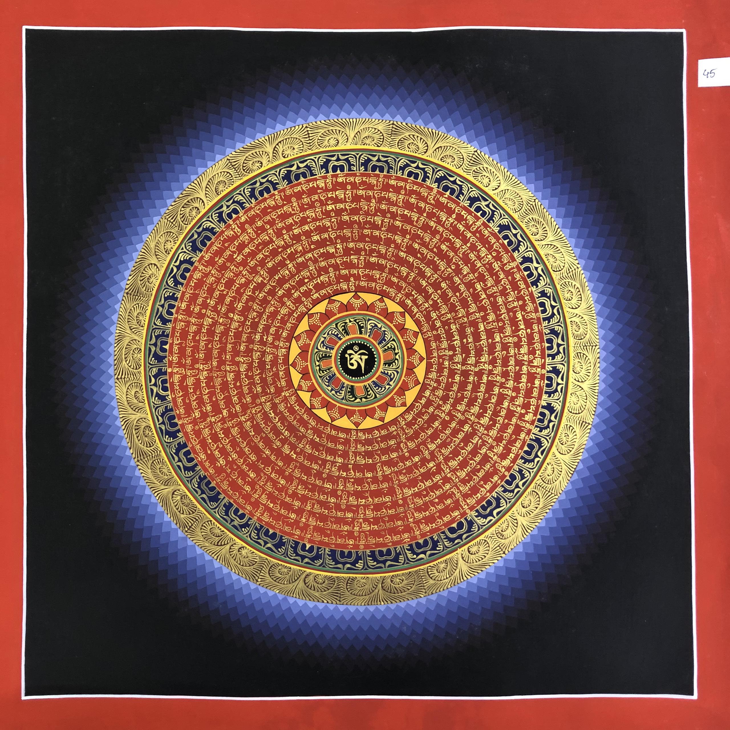 TRANH MANDALA OM MANI PEDME HUM VẼ TAY NEPAL 100% - 50x50cm