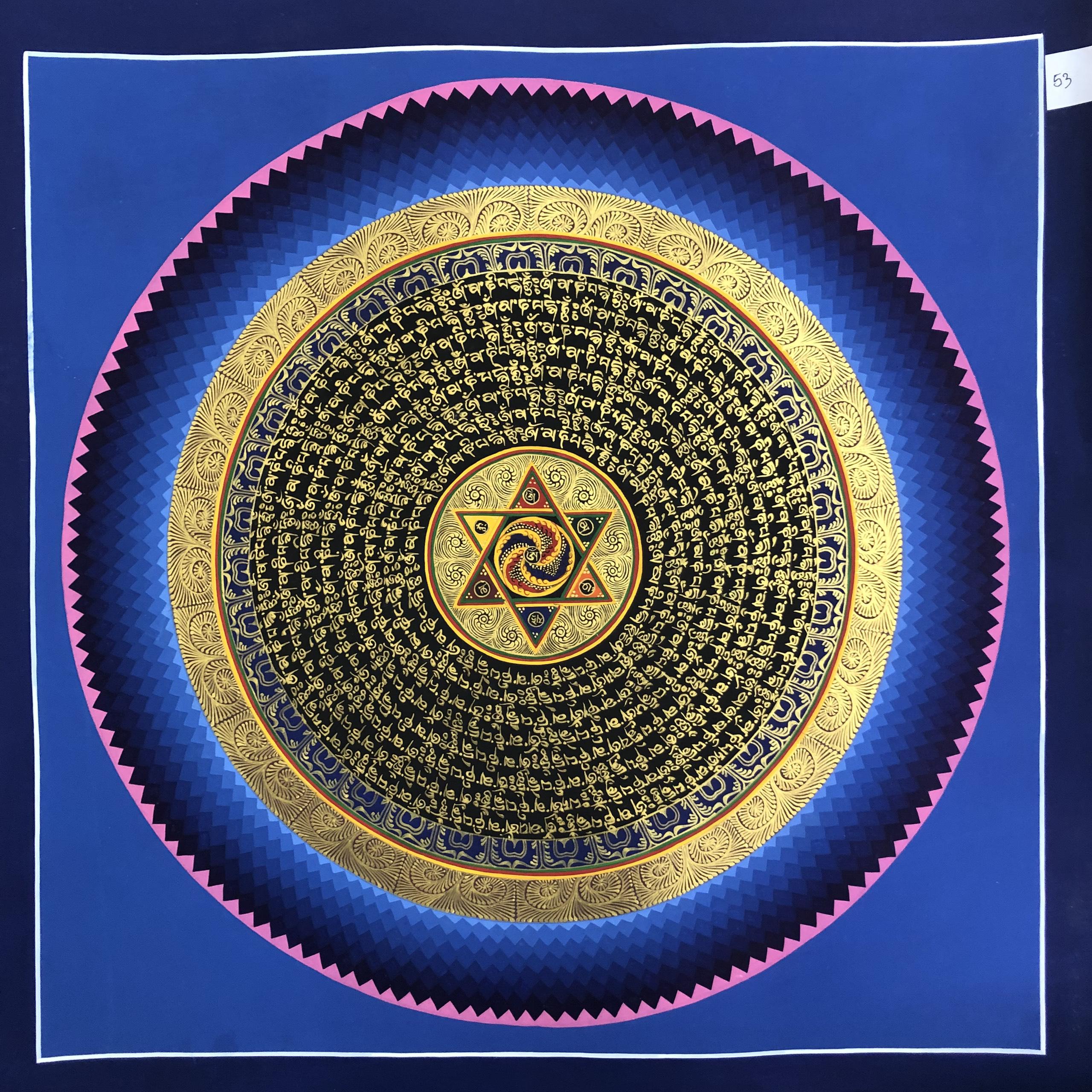 TRANH MANDALA OM MANI PEDME HUM VẼ TAY NEPAL 100% - 50x50cm