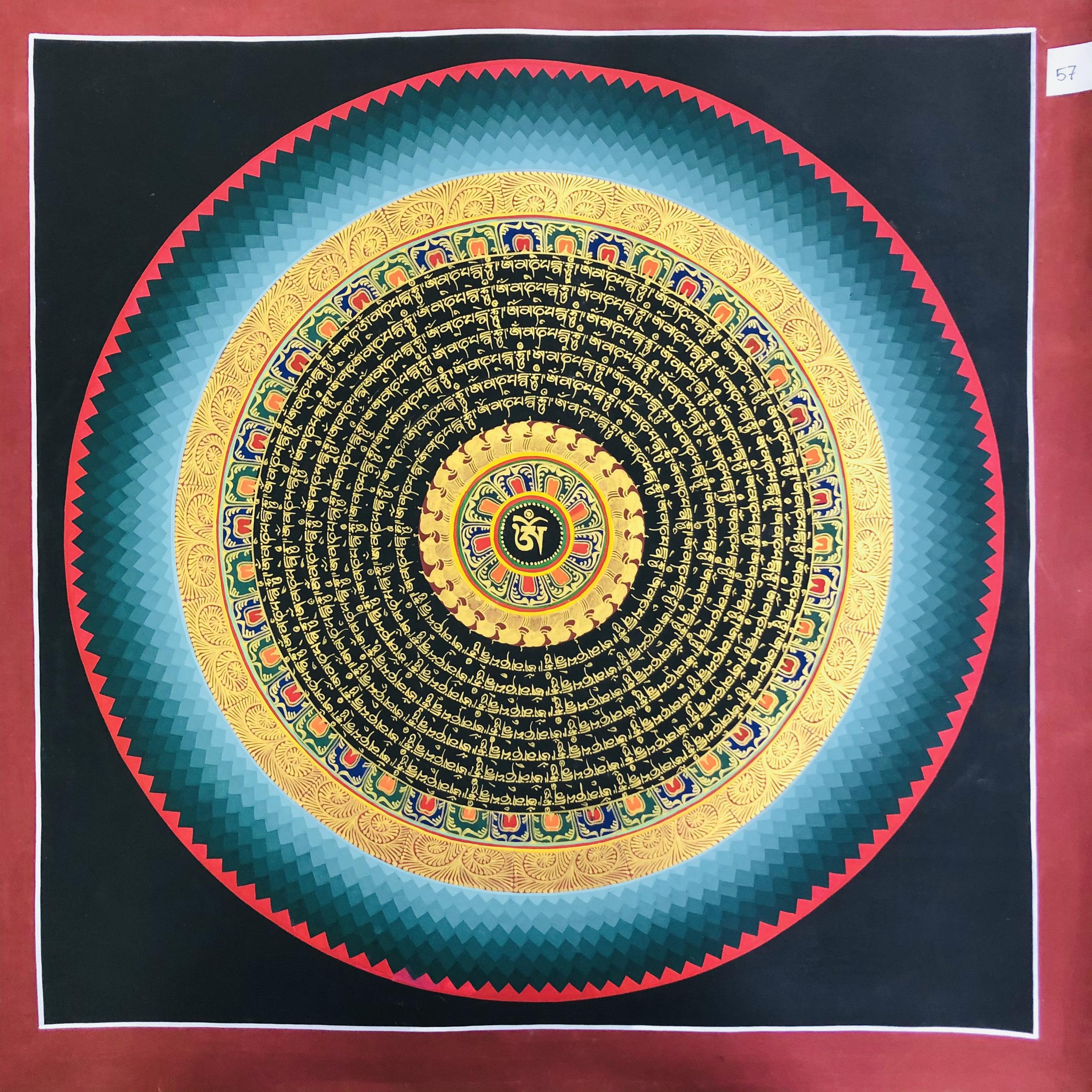 TRANH MANDALA OM MANI PEDME HUM VẼ TAY NEPAL 100% - 50x50cm