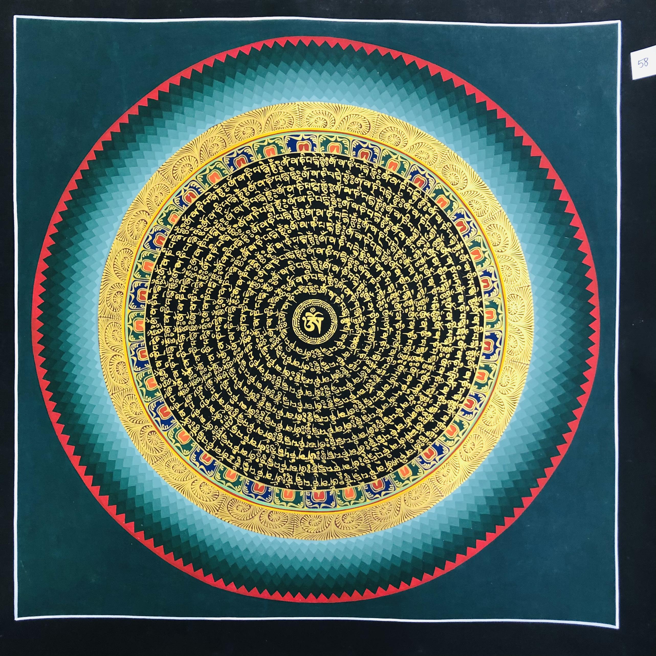 TRANH MANDALA OM MANI PEDME HUM VẼ TAY NEPAL 100% - 50x50cm