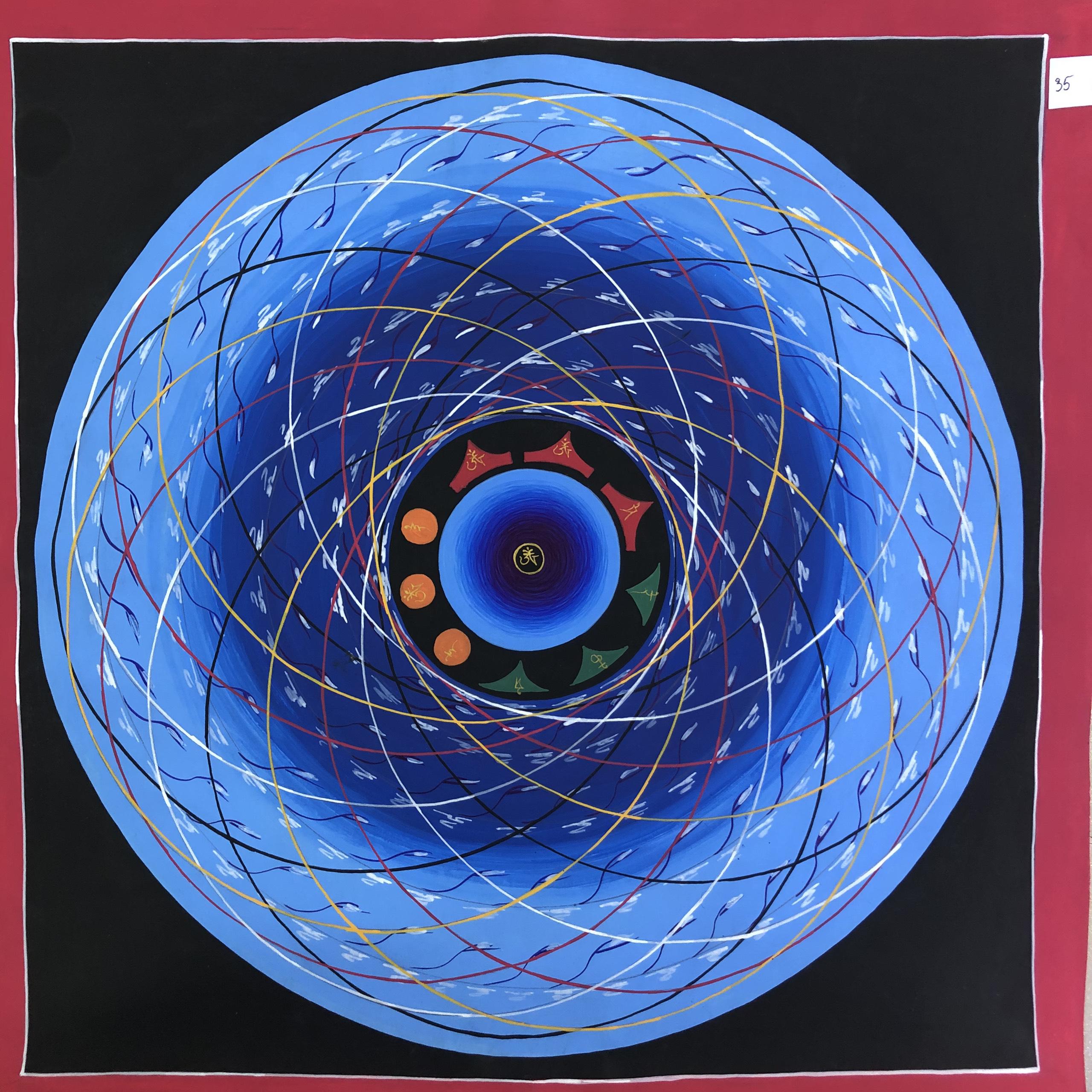 TRANH MANDALA OM MANI PEDME HUM VẼ TAY NEPAL 100% - 50x50cm