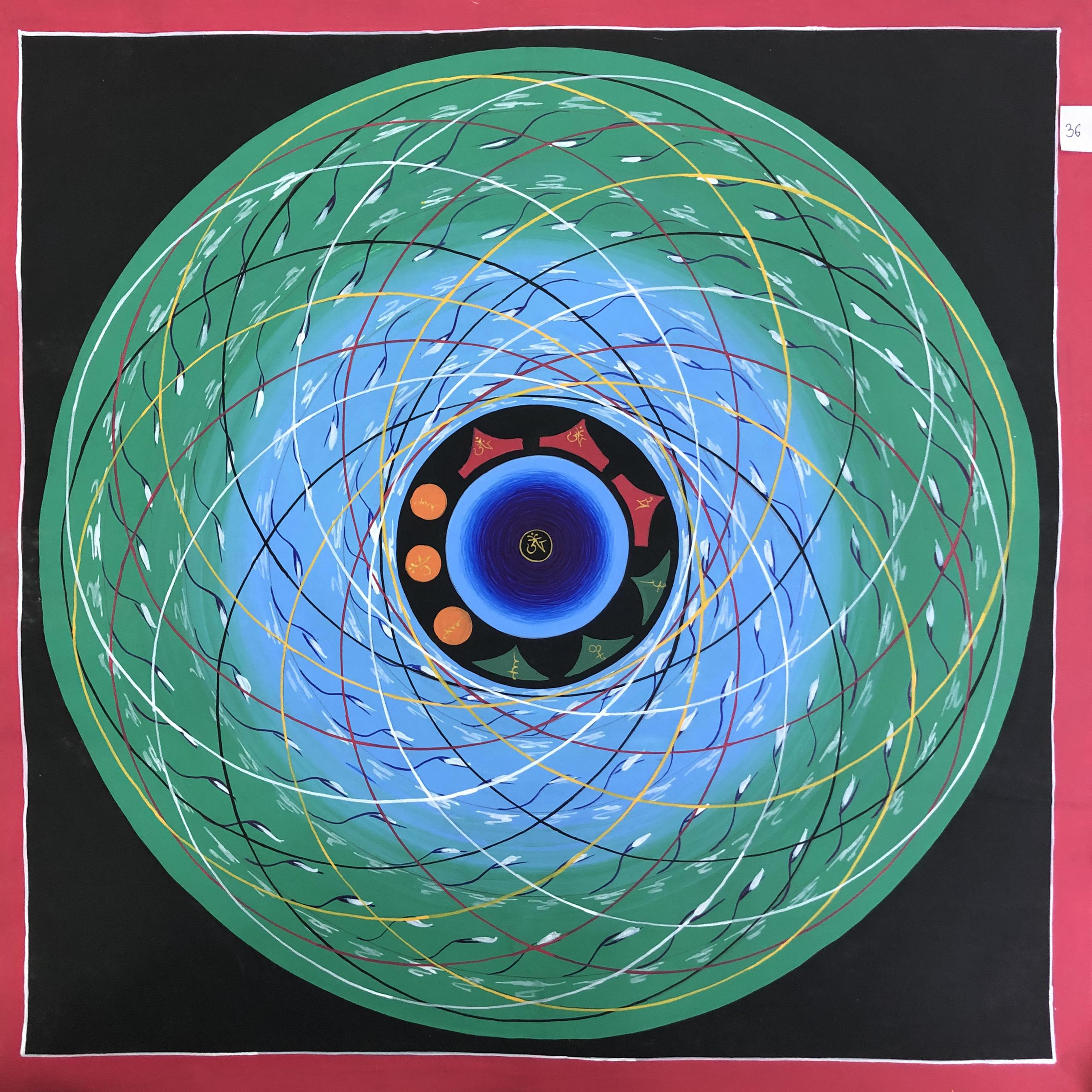 TRANH MANDALA OM MANI PEDME HUM VẼ TAY NEPAL 100% - 50x50cm