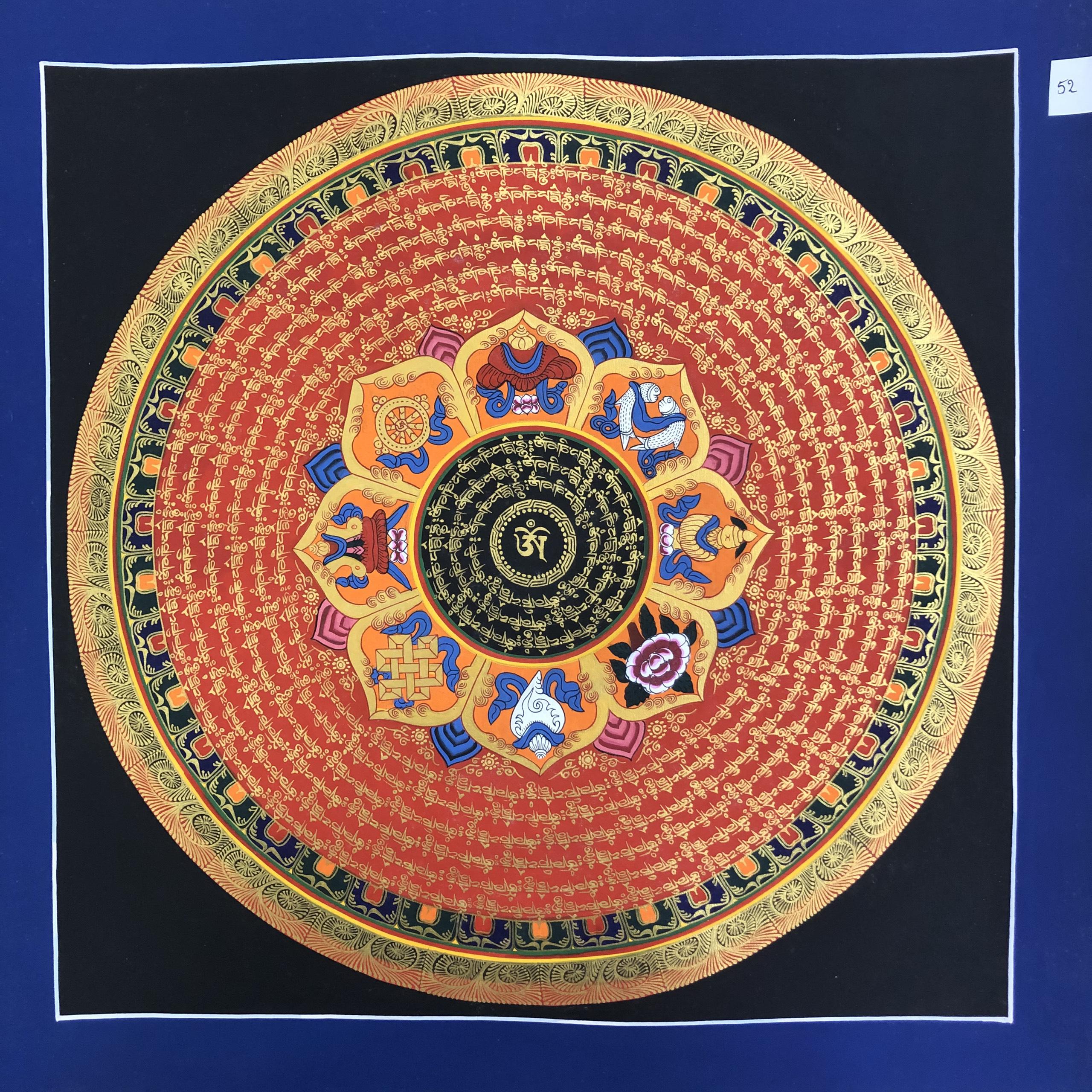 TRANH MANDALA OM MANI PEDME HUM VẼ TAY NEPAL 100% - 50x50cm