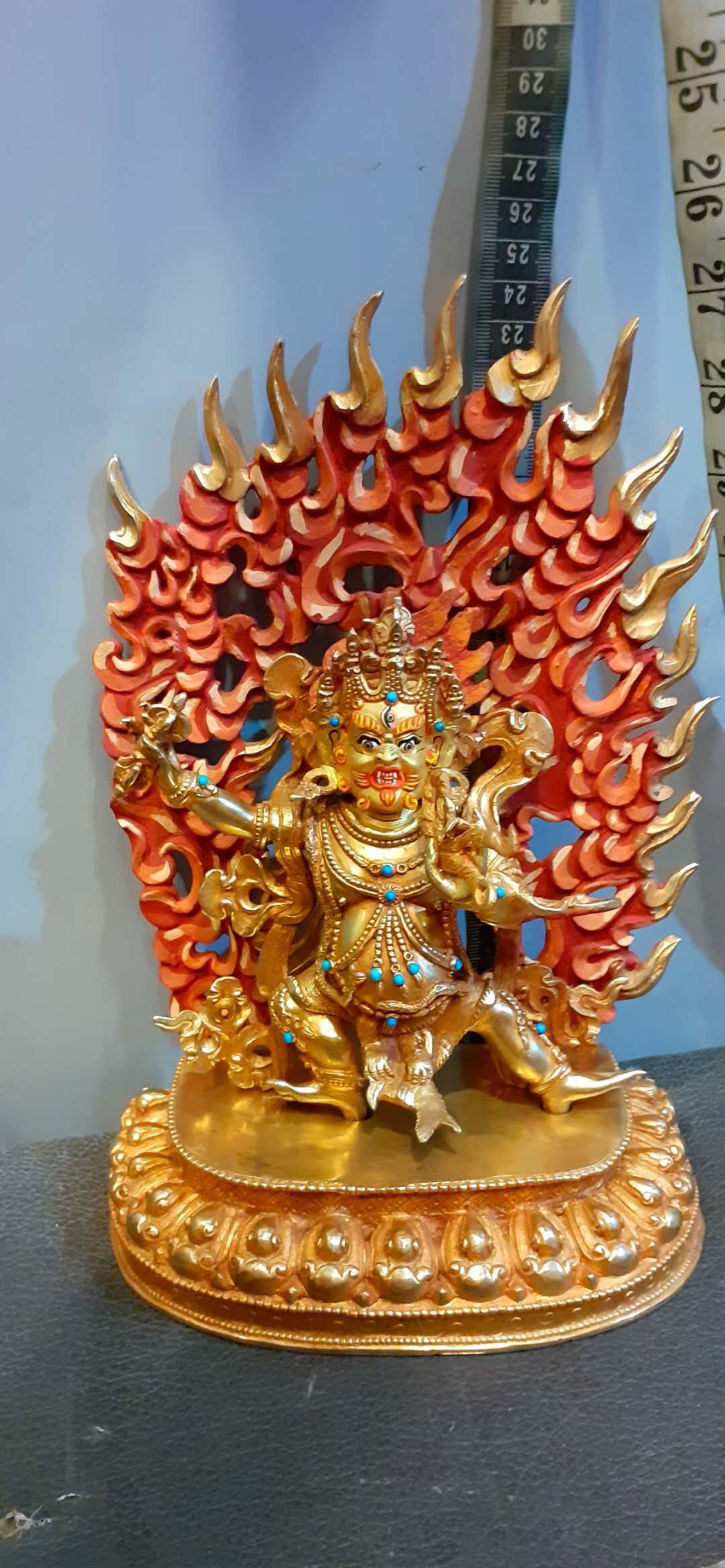 TÔN TƯỢNG ĐỨC KIM CƯƠNG THỦ -ĐỒNG MẠ VÀNG 24CM