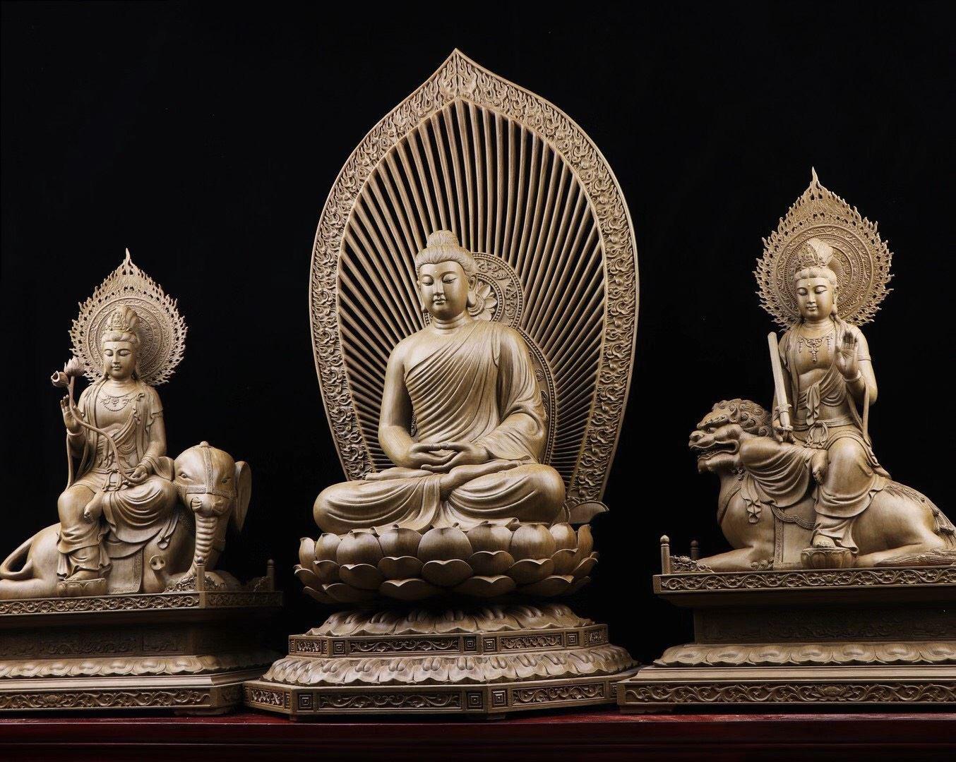BỘ TƯỢNG HOA NGHIÊM TAM THÁNH 108CM