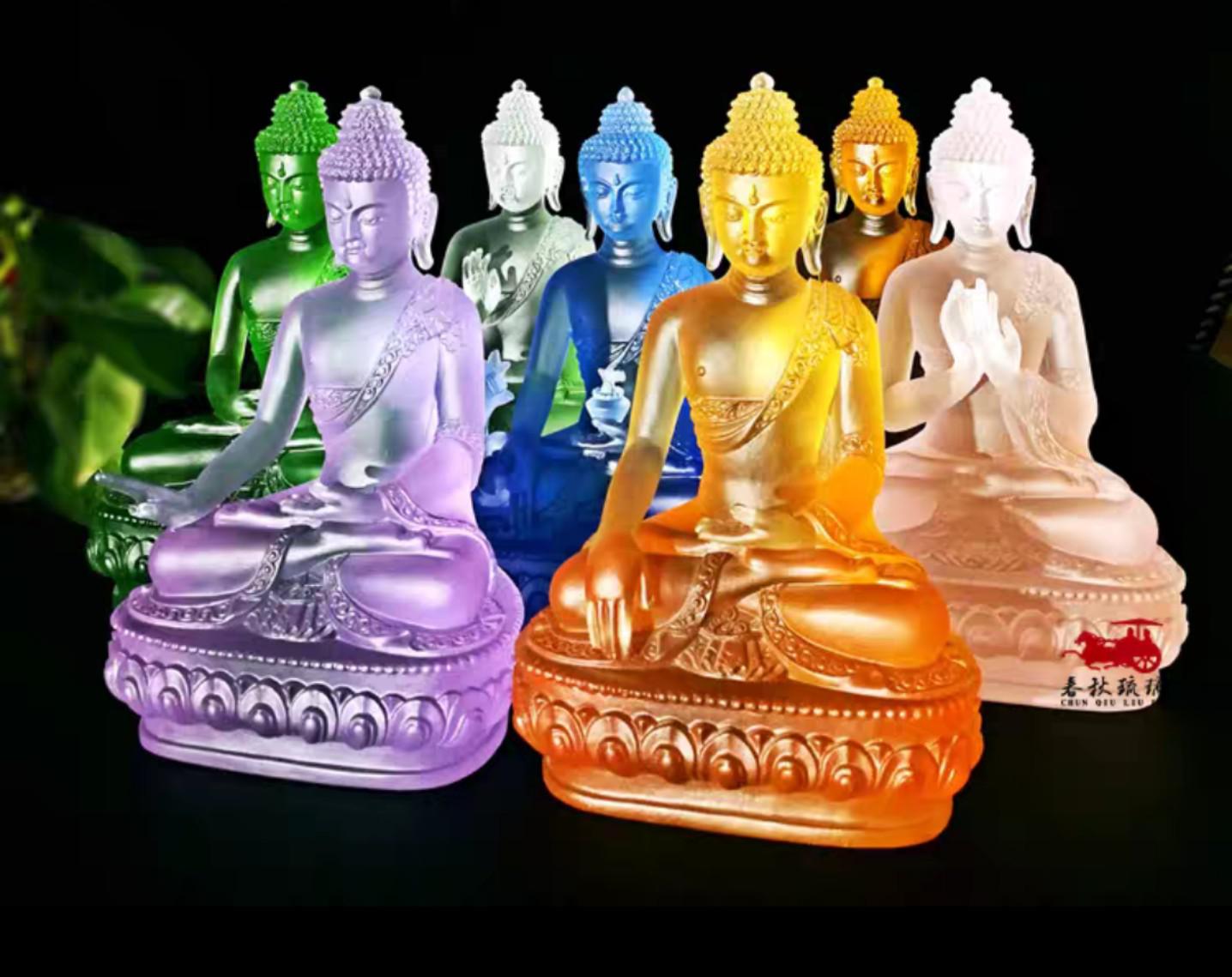 BỘ TƯỢNG ĐỨC PHẬT DƯỢC SƯ LƯU LY 12CM