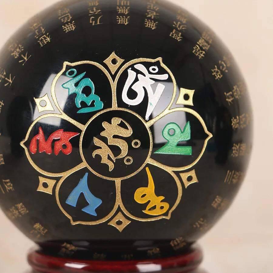 QUẢ CẦU ĐÁ KHẮC THẦN CHÚ OM MANI PEDME HUM