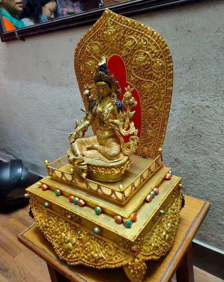 ĐẾ TƯỢNG ĐỒNG MẠ VÀNG 44CM
