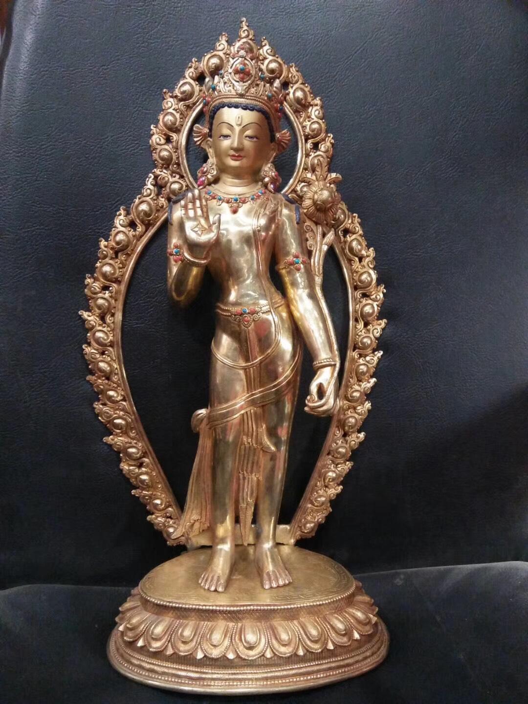 TÔN TƯỢNG TARA XANH ĐỨNG 42CM