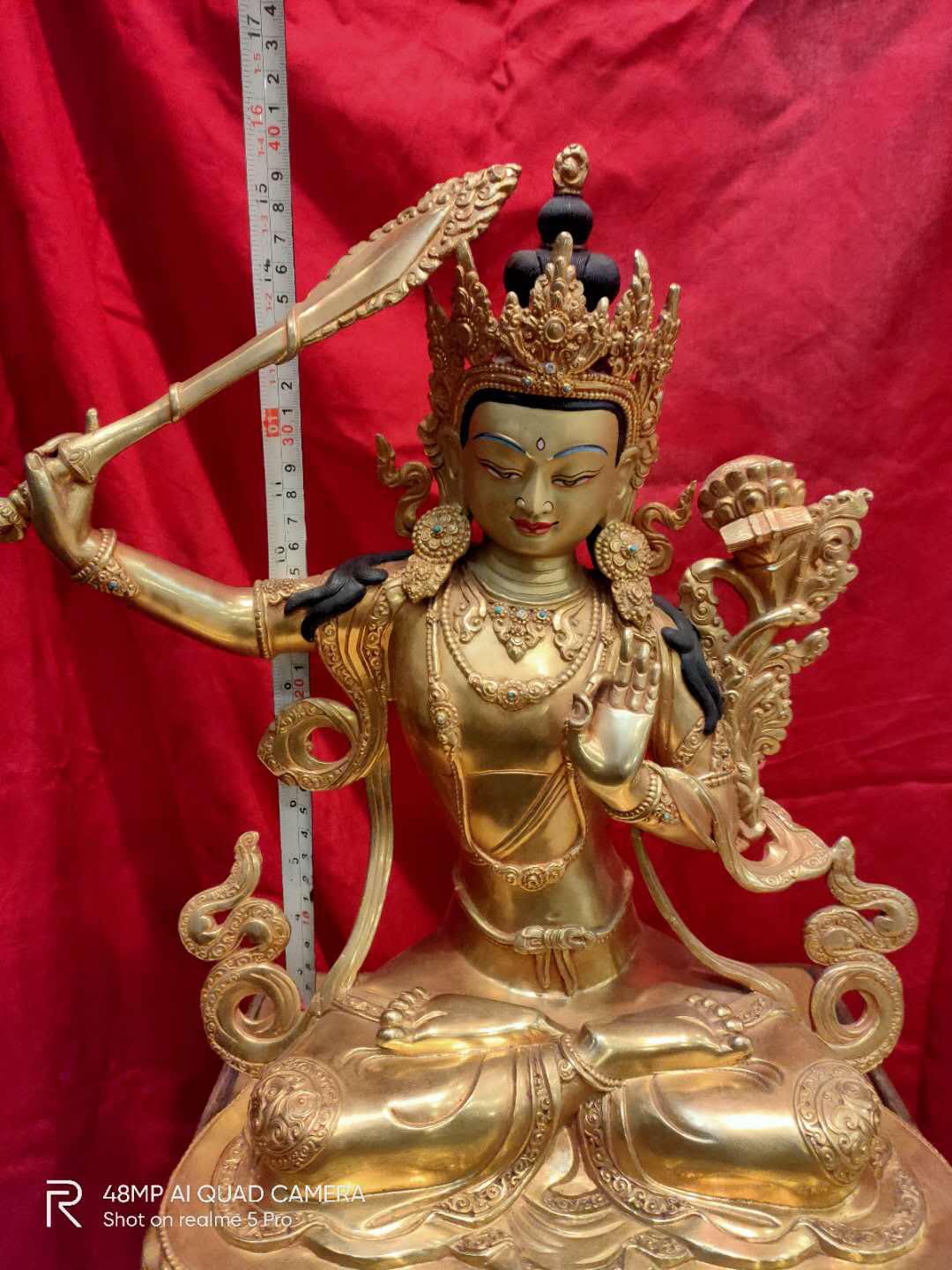 TÔN TƯỢNG VĂN THÙ SƯ LỢI BỒ TÁT NEPAL - 39CM