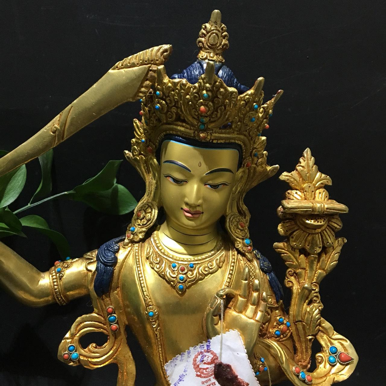 TÔN TƯỢNG VĂN THÙ SƯ LỢI BỒ TÁT NEPAL - 33CM
