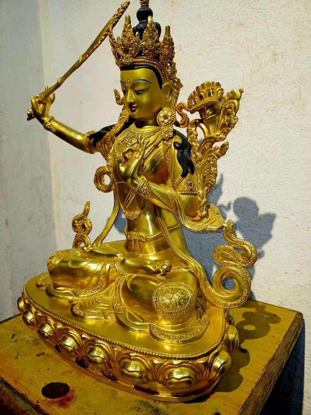 TÔN TƯỢNG VĂN THÙ SƯ LỢI BỒ TÁT NEPAL - 40CM