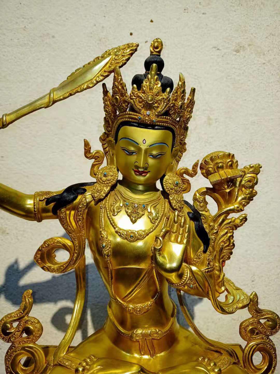 TÔN TƯỢNG VĂN THÙ SƯ LỢI BỒ TÁT NEPAL - 40CM