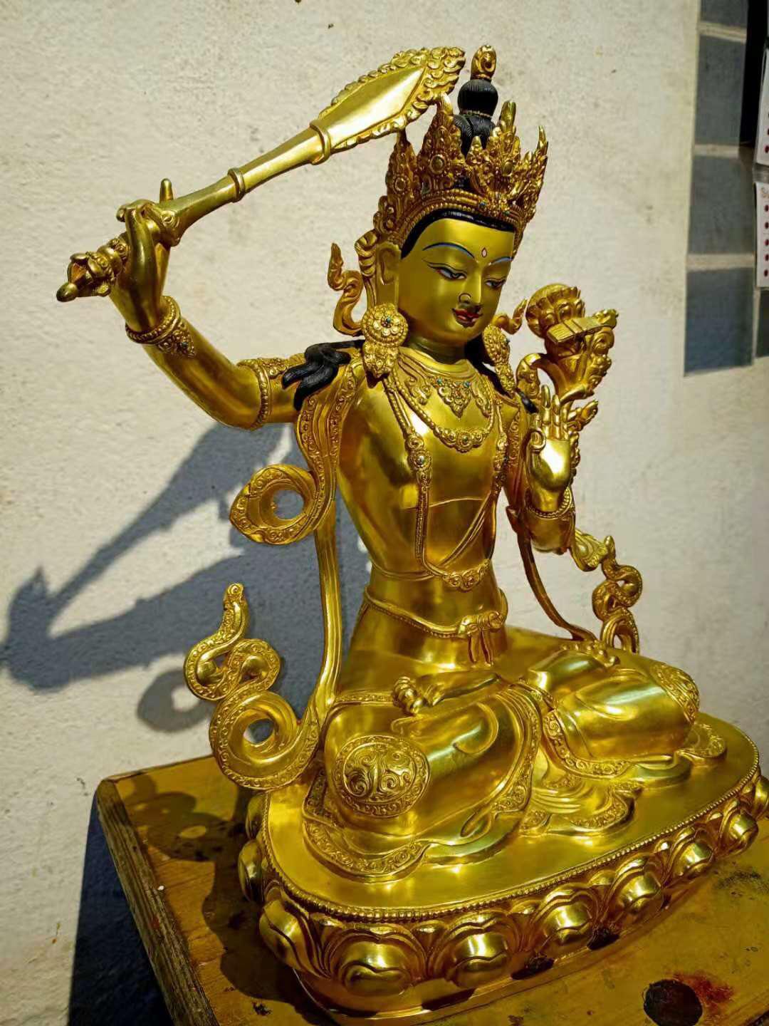 TÔN TƯỢNG VĂN THÙ SƯ LỢI BỒ TÁT NEPAL - 40CM