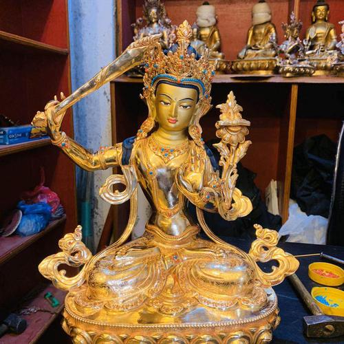 TÔN TƯỢNG VĂN THÙ SƯ LỢI BỒ TÁT NEPAL - 33CM
