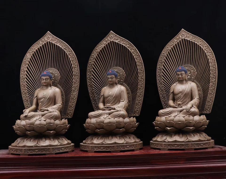 TAM THẾ PHẬT GỖ TRẦM DÓ HẢI NAM 97CM
