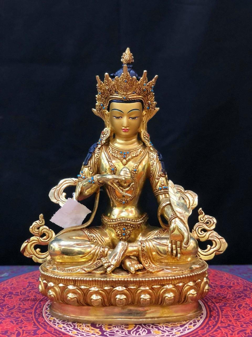 TÔN TƯỢNG ĐỨC ĐỊA TẠNG ĐỒNG MẠ VÀNG NEPAL 33CM