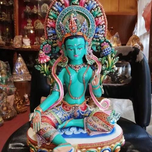 TÔN TƯỢNG TARA XANH VẼ MÀU CAO CẤP 36CM