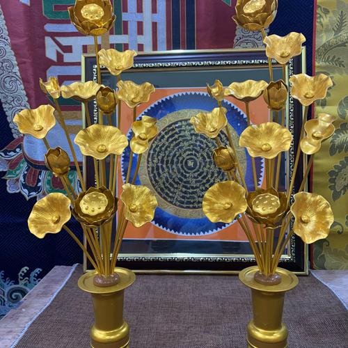 CẶP HOA SEN ĐỒNG MẠ VÀNG 40CM