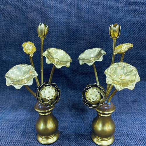HOA SEN ĐỒNG MẠ VÀNG 14CM