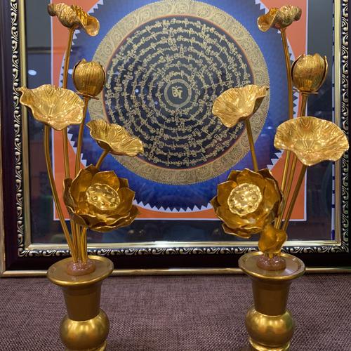 HOA SEN ĐỒNG MẠ VÀNG 25,5CM