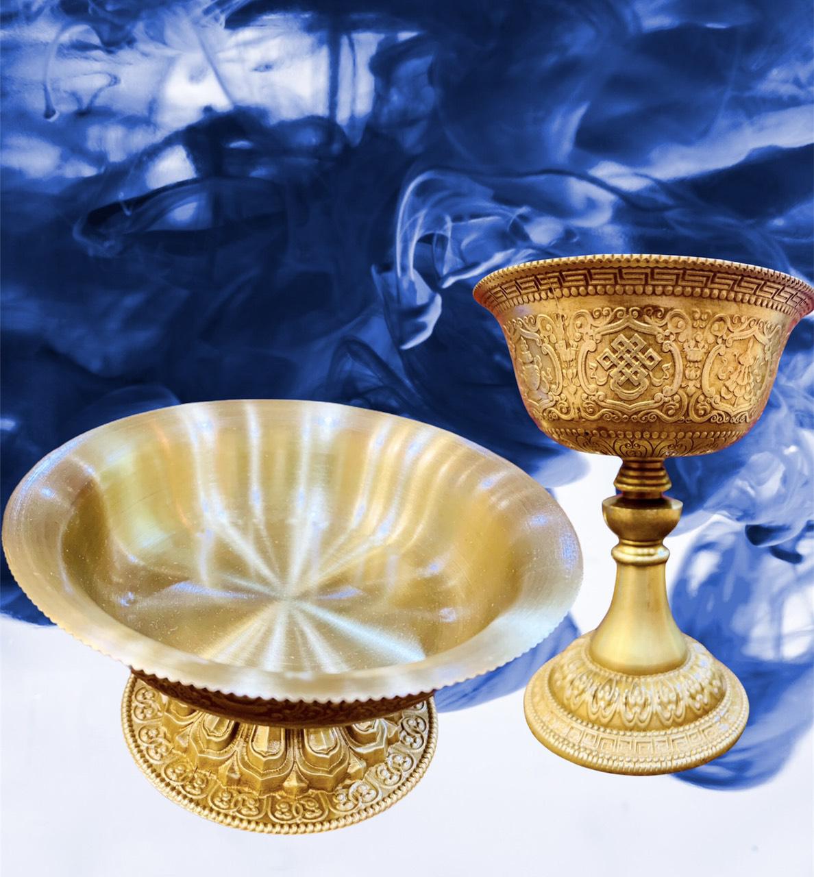 BỘ CHÉN CÚNG HỘ PHÁP ĐỒNG MẠ VÀNG IN BÁT CÁT TƯỜNG