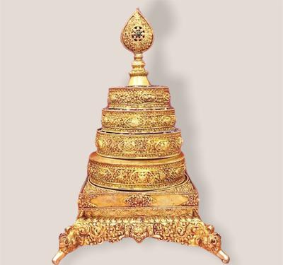 THÁP MANDALA ĐỒNG NEPAL MẠ VÀNG 