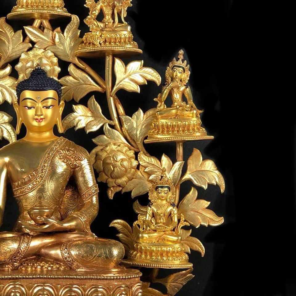 TÔN TƯỢNG THÍCH CA MÂU NI VÀ 7 VỊ BỒ TÁT XUNG QUANH NEPAL 52CM