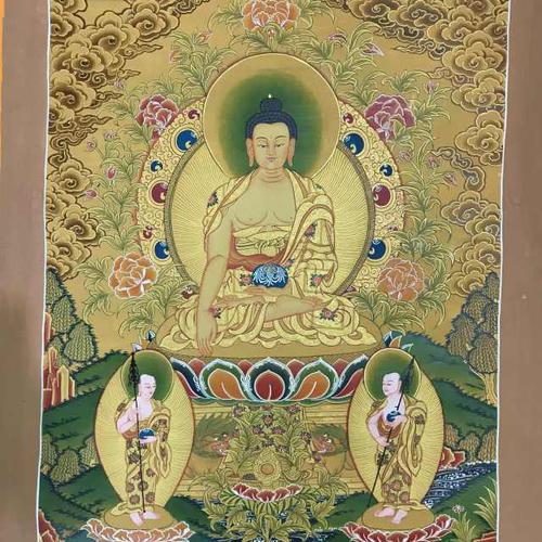TRANH THANGKA ĐỨC PHẬT THÍCH CA MÂU NI VẼ TAY NEPAL 100% - 45x60cm