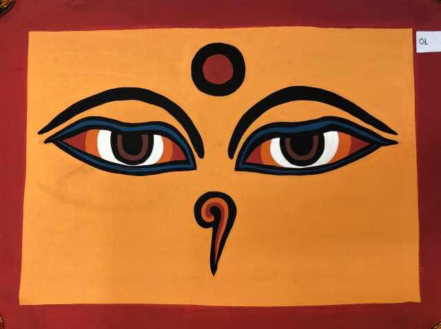 TRANH MANDALA NHÃN PHẬT VẼ TAY 100% NEPAL - 25x30cm