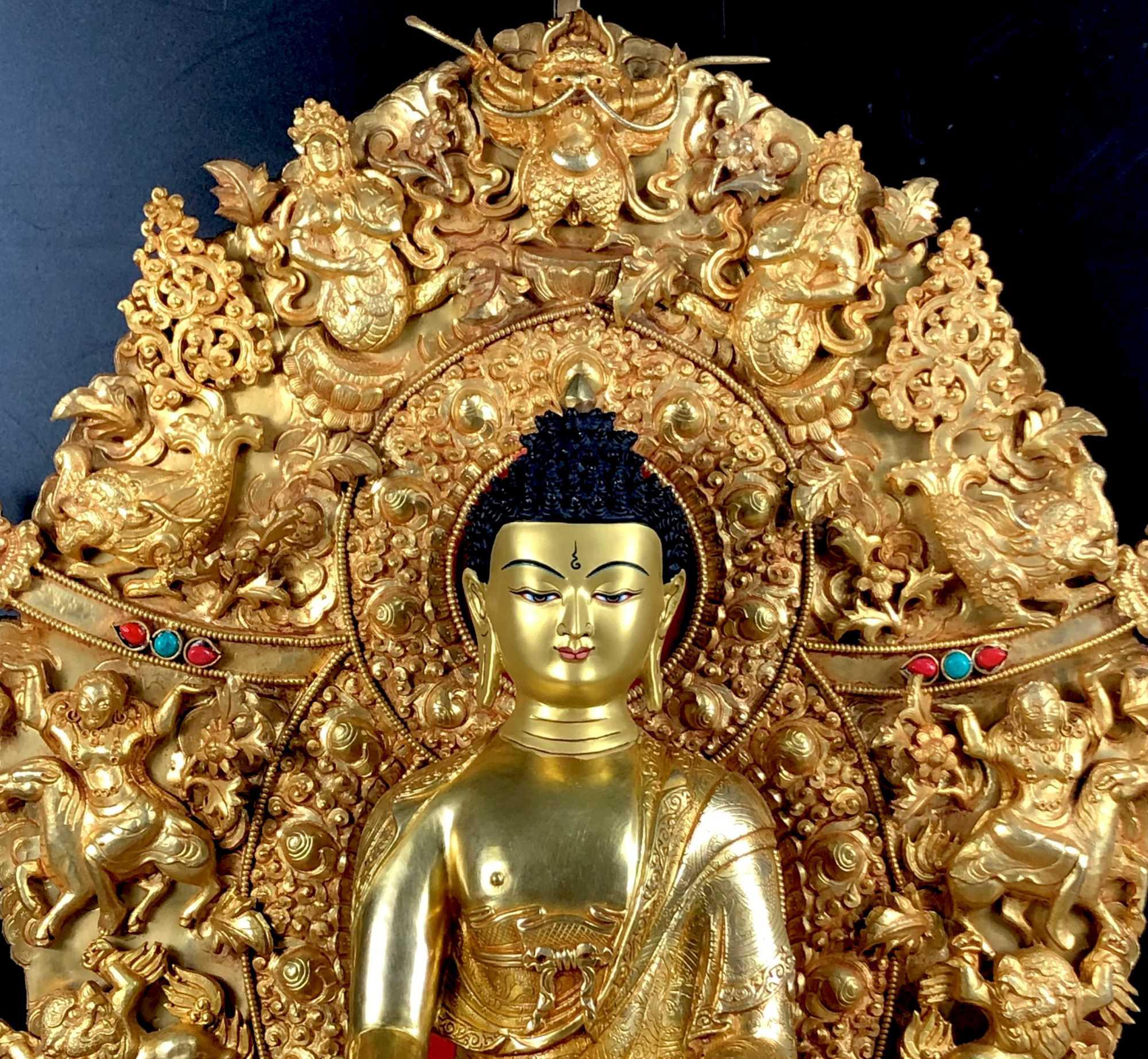 TÔN TƯỢNG THÍCH CA MÂU NI VÀ NGAI NEPAL 60CM