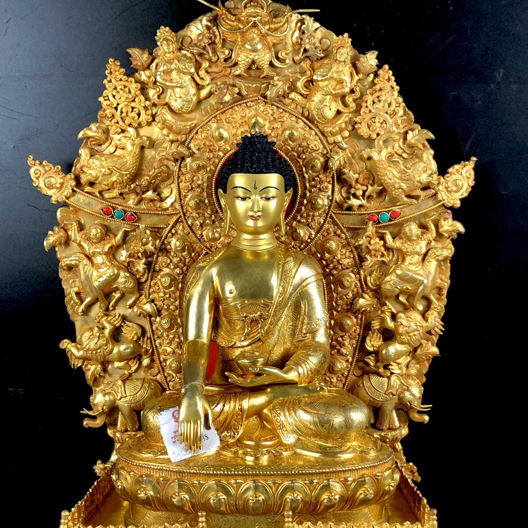 TÔN TƯỢNG THÍCH CA MÂU NI VÀ NGAI NEPAL 60CM