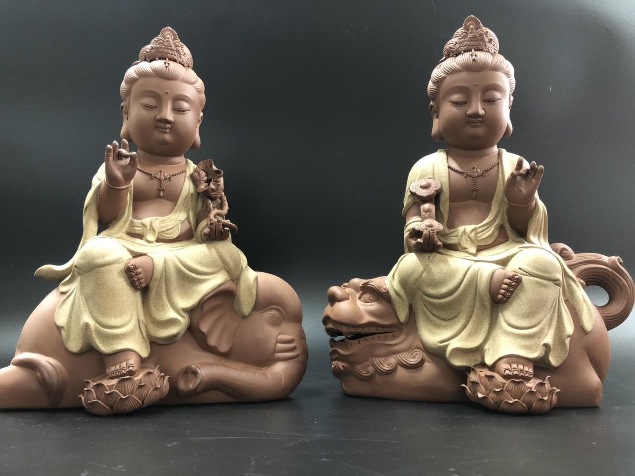 BỘ TÔN TƯỢNG HOA NGHIÊM TAM THÁNH -GỐM SỨ