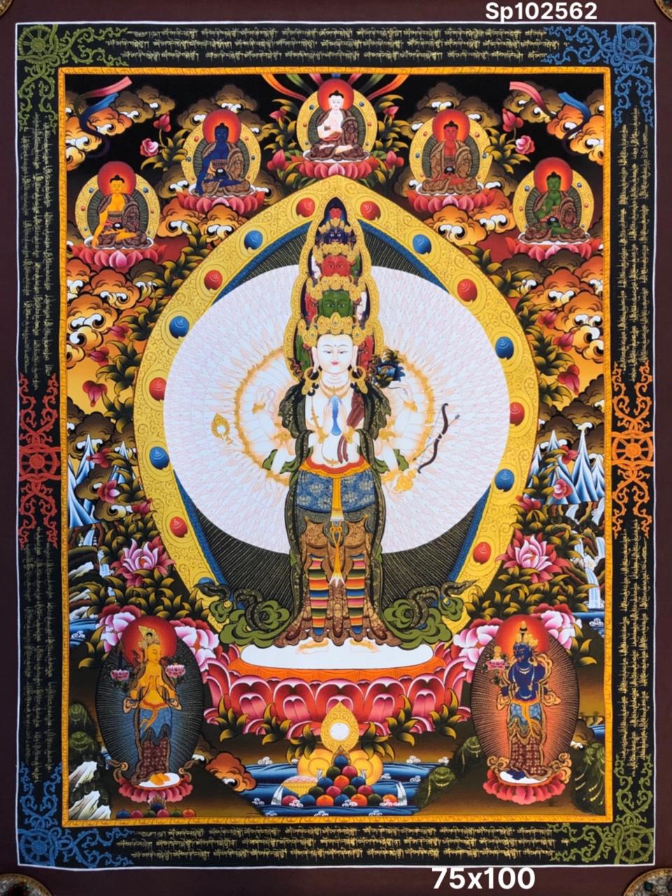 THANGKA VẼ TAY NEPAL THIÊN THỦ THIÊN NHÃN