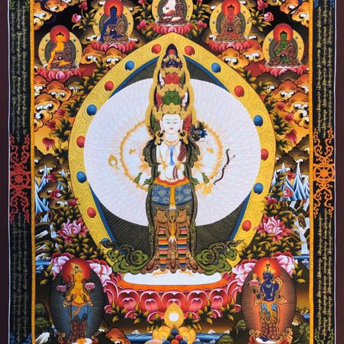 THANGKA VẼ TAY NEPAL THIÊN THỦ THIÊN NHÃN