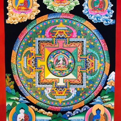 THANGKA VẼ TAY NEPAL NGÀI TARA TRẮNG