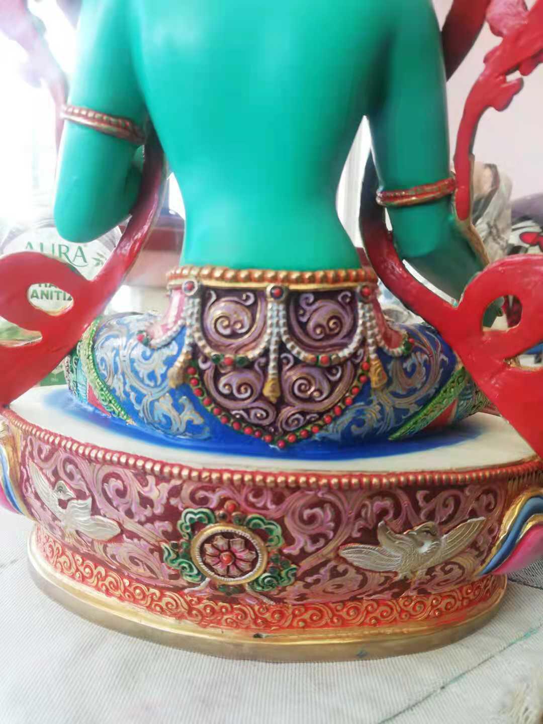 TÔN TƯỢNG TARA XANH VẼ MÀU CAO CẤP 36CM
