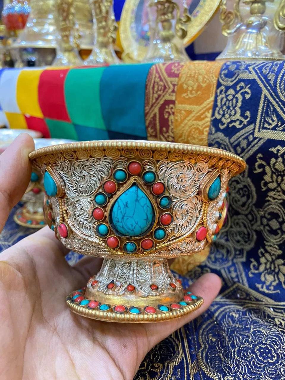 CHÉN CÚNG BẠC CẨN ĐÁ XANH